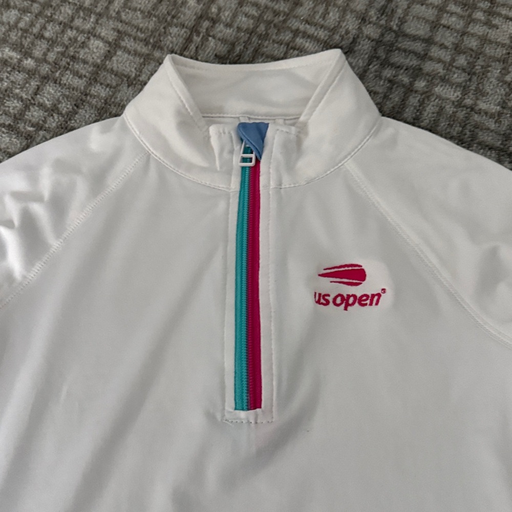 Garb tennis half zip White Long Sleeve Shirt US Open